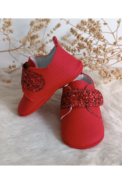 Hodore Juno Red Genuine Leather Baby Shoes