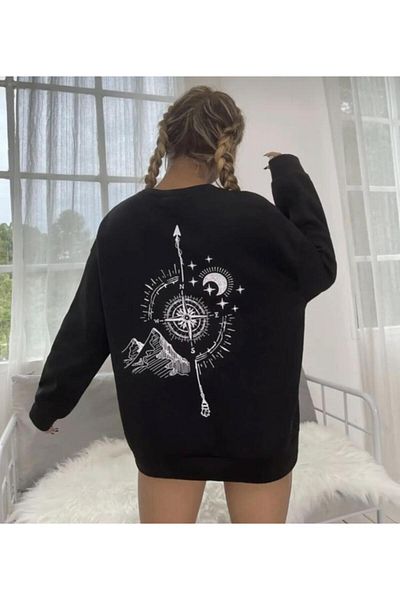 khufu Unisex Compass Back Printed Zero Sweatshirt