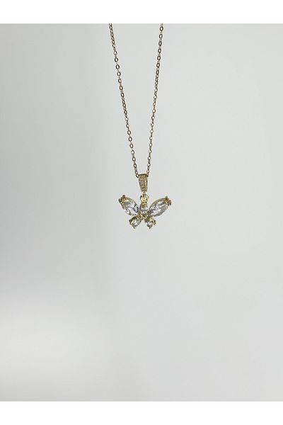 Store Elegant Wings Gold Color Steel Necklace