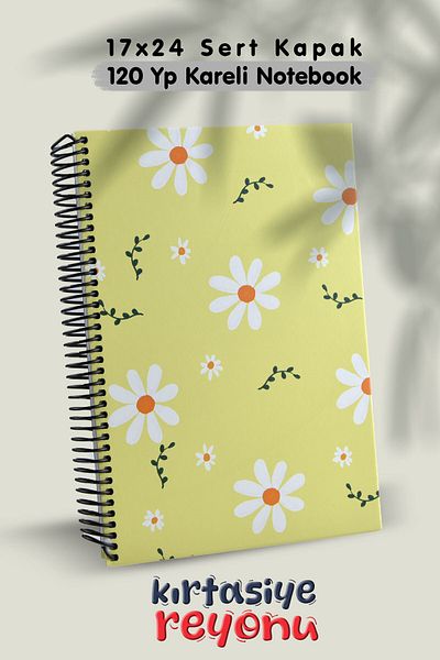 Kids Like 17X24 Hard Cover Daisy Pattern 120 Sheets Checked Notebook
