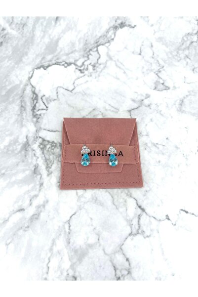 BRISINGA Kibar Mavi Damlalı İthal Gümüş Küpe