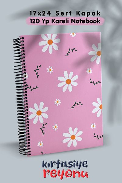 Kids Like 17X24 Hard Cover Daisy Pattern 120 Sheets Checked Notebook