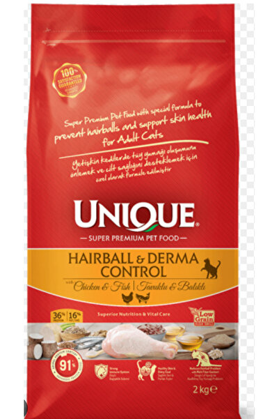 Unique Hairball Derma Control Tavuklu Balıklı Kedi Maması