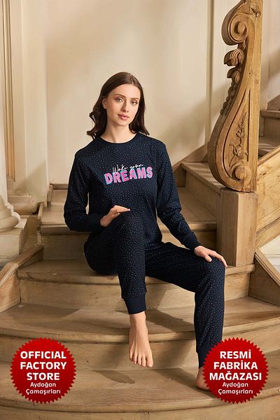 Aydoğan Set de pijamale pentru femei Black Rib - Gâtul turn, mâneci lungi B7-4 240595   Aydogan ®
