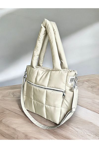 Nuggita Geantă Puffer Ivory Speciale Quadrato