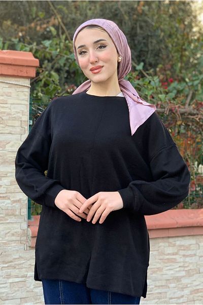 Moda Rosa 25K4419 - Black - Oversize Melange Tunic
