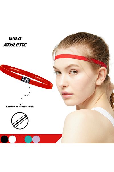 Wild Athletic Sports Elastic Silicone Hair Clip Anti-Slip Sports Hair Band Barrette Red Single