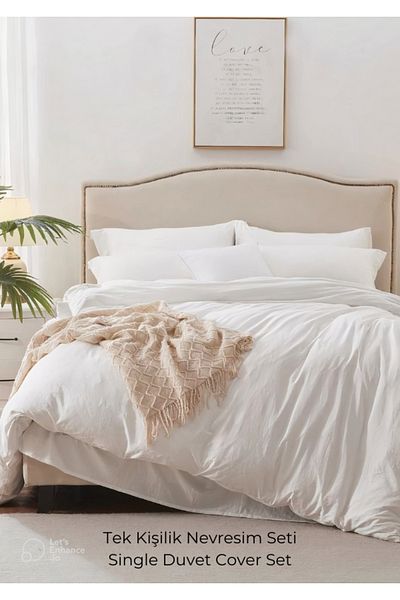 VESSİNOHOME Cotton Single Duvet Cover Set with sheets Runforce Solid Color