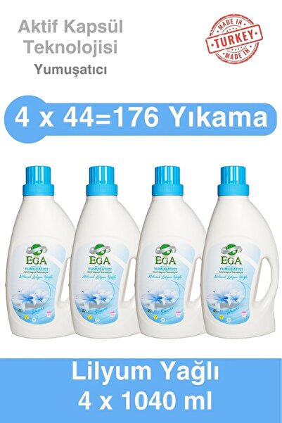 EGA Aktif Kapsül Teknolojili Lilyum Çamaşır Yumuşatıcısı 4 X 1040 ml