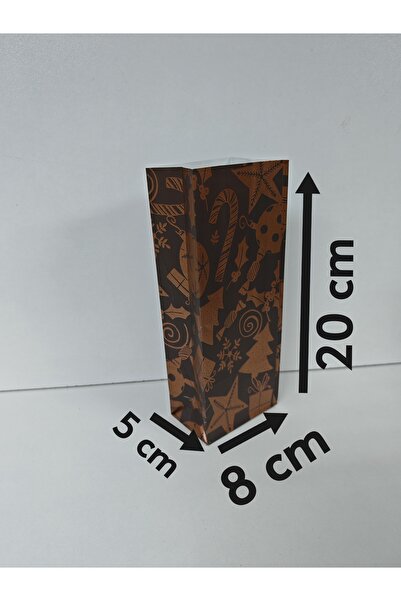 arminow Yılbaşı Temalı Renkli Desenli Paketi Seti 8x20x5 Cm -hediye Poşeti - 10 Adet - Ç059