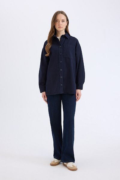 DeFacto Relax Fit Basic Straight Gabardine Langarmshirt Tunika A6474AX24WN