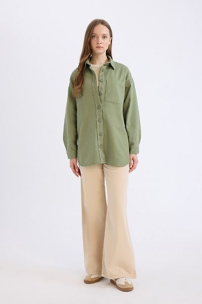 DeFacto Relax Fit Basic Straight Gabardine Langarmshirt Tunika A6474AX24WN