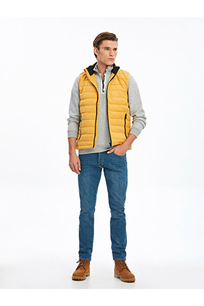Ltb Φουσκωτό κίτρινο γιλέκο με όρθιο γιακά