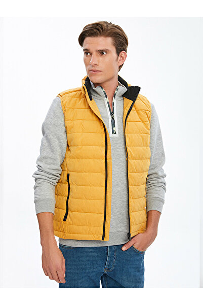 Ltb Φουσκωτό κίτρινο γιλέκο με όρθιο γιακά