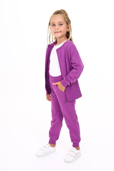 Toontoy Κοριτσίστικο Σετ Φούτερ με Φερμουάρ και Επιγραφή Εθνόσημο