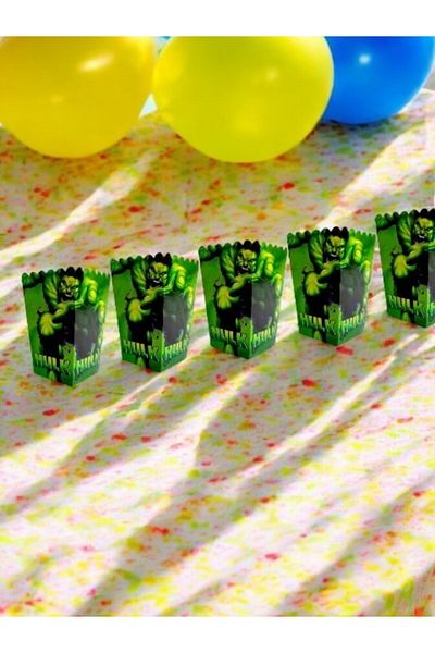 VibeHome 8Pcs Hulk Themed Corn Box - for Birthday Party and Fun Events