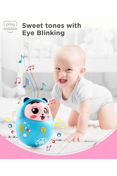 PlayNation Play Nation Blinking Nodding Roly Poly Toy Teal - Motor Skill Development for 8M+ Kids