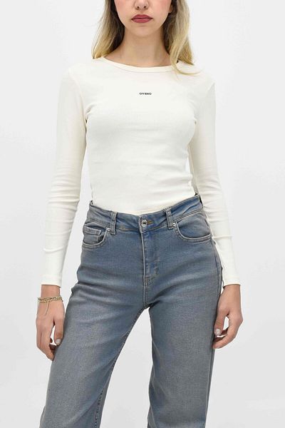 birizmoda Tricou cu mânecă lungă imprimat cu gât roșu - Stone