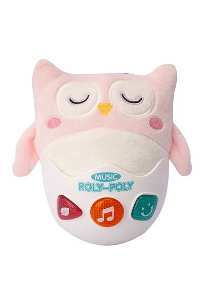 Fab N Funky Sound And Light Soothe The Owl Roly-poly Toy, Encouraging Active, 6 Months+, Pink