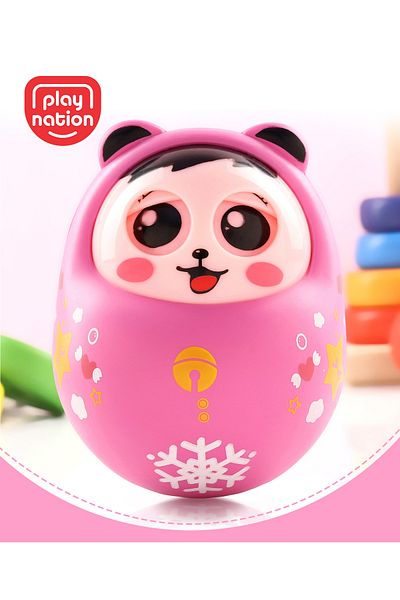 PlayNation Play Nation Blinking Nodding Pink Roly Poly Toy - Safe Non-Toxic, 8M+