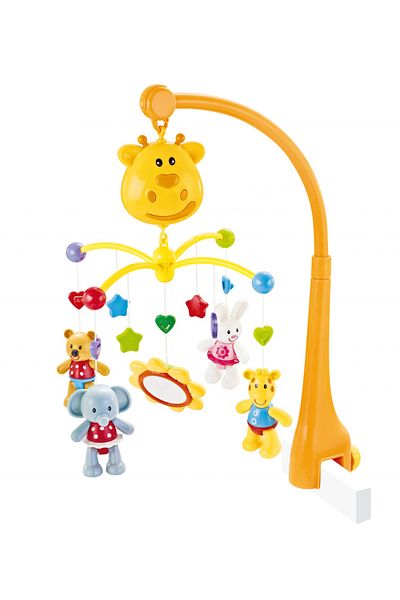 Fab N Funky Adjustable Musical Baby Bed Bell Toy, Rotating Rattles, Eco-Friendly Non-Toxic - Orange, 0M+