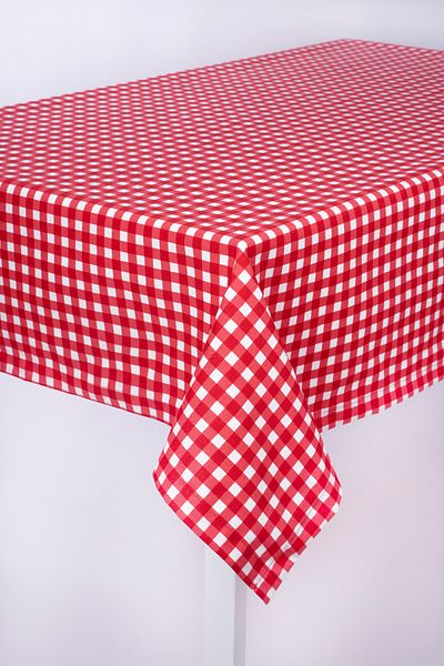 ALTINPAMUK Table Cloth Luxury Linen Fabric Stain Resistant Option Ilan Gingham Red