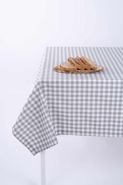 ALTINPAMUK Față de masă Tesatura de in de lux Opțiune rezistentă la pete Ilan Gingham Gri