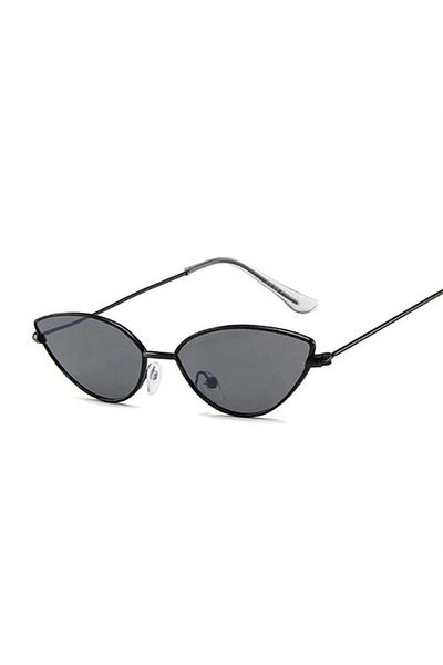 Köstebek Square Thin Black Framed Cateye Sunglasses with Black Glasses