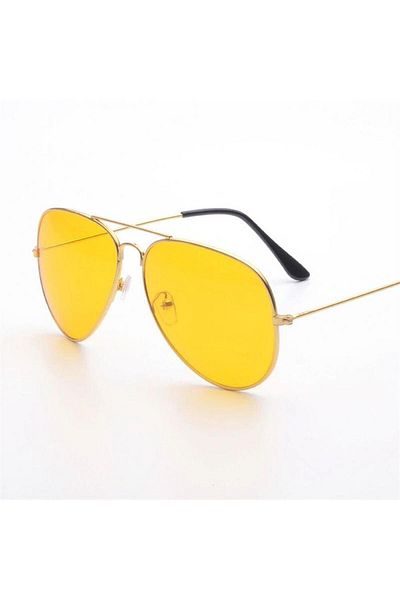 Köstebek Gold Framed Yellow Lens Top Bridge Sunglasses
