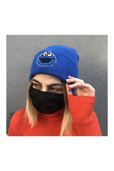 Köstebek Cookie Monster Face - Μπλε Μπερέ