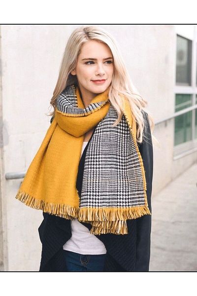 baderin Double Side Pacquered Patterned Thick Wool Shal Scarf