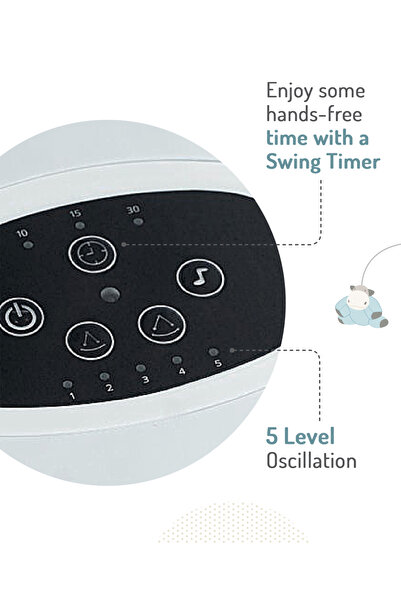 Bonfino Bonfino Sensi Swing Electric Rocker with Linen Fabric, Eggshell-Shaped, Breathable, 0 Months+, Grey