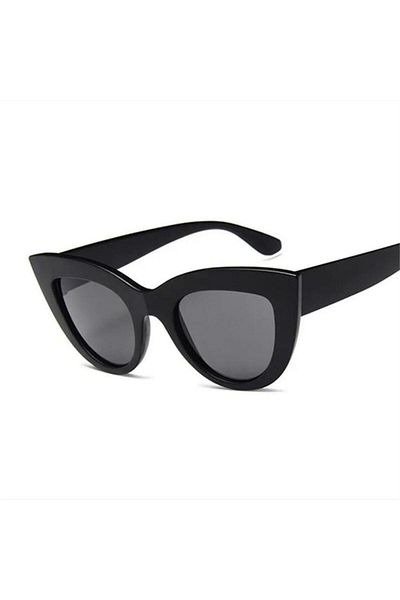 Köstebek Round Bone Cateye Sunglasses with Black Frame and Glasses