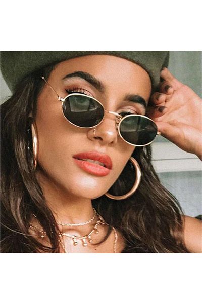Köstebek Gold Ellipse Frame Sunglasses