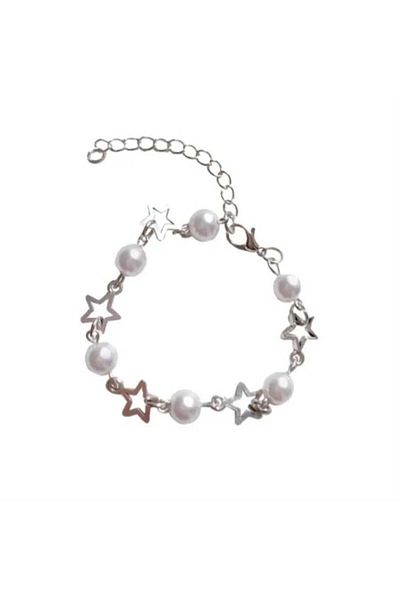 Köstebek Pearl and Star Chain Bracelet