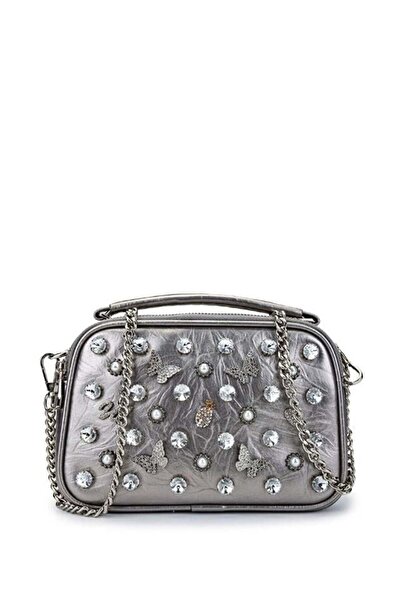 KRISTE BELL Kadın El ve Çapraz Taşlı Çanta 26889 PLATİN