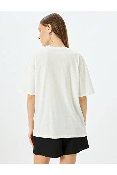 Koton Crew Neck Bow Printed Comfortable Fit Short Sleeve T-Shirt