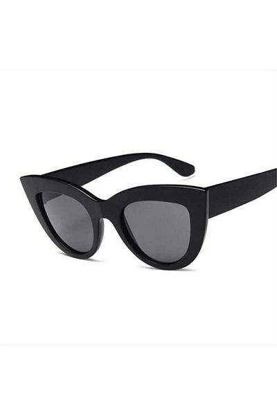 Köstebek Round Bone Cateye Sunglasses with Black Frame and Glasses