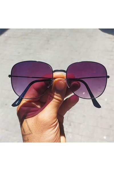 Köstebek Purple Gradient Black Thin Framed Glass Sunglasses