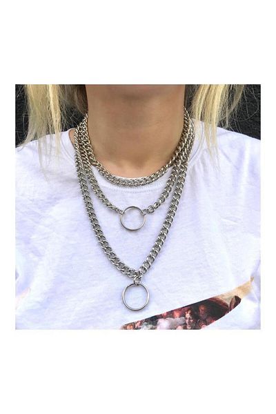 Köstebek 2 Ring 3 Chain Necklace Set