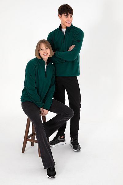 U.S. Polo Assn. Men's Half Zipper Dark Green Basic Fleece Sweatshirt 50298085 -Vr079