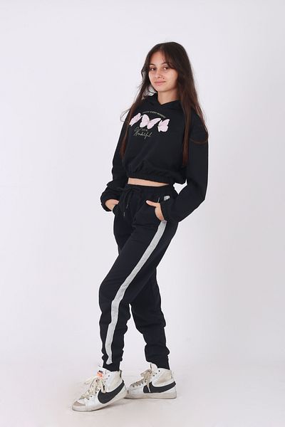 han elegant Set de 2 pantaloni de sport cu mâneci lungi, cu glugă, cu mâneci lungi și cu dungi laterale
