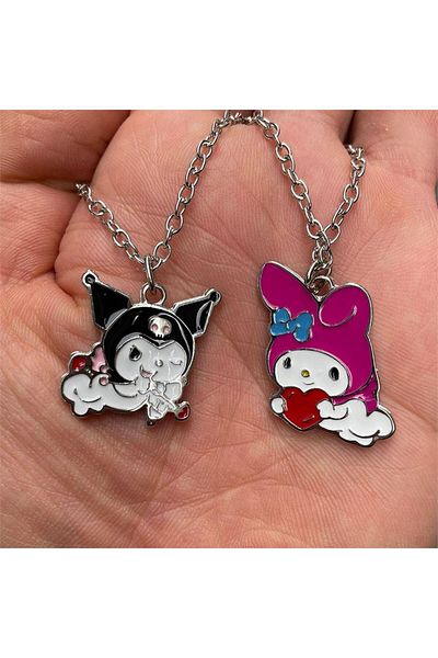 Köstebek Anime Fantasy Magic Melody - Kuromi Love Angels Couple Necklace