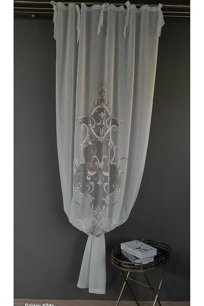 CASA NATURALE Linen Look Embroidered Panel Curtain 7635-58-392