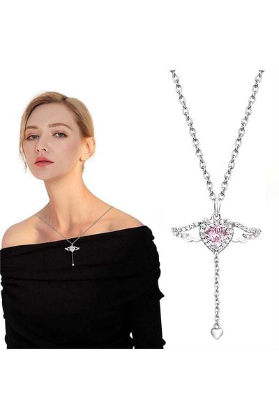 Köstebek Silver Mini Heart Pendant Winged Heart Necklace