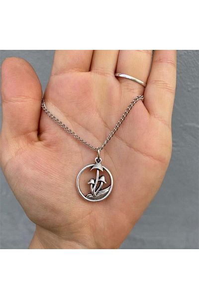 Köstebek Triple Mushroom in the Ring Chain Necklace