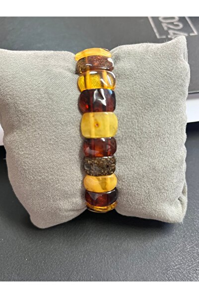 KEHRİBAR TUTKUSU Multi Color Fosilli  Model Kehribar Bileklik