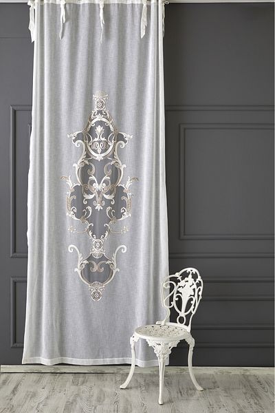 CASA NATURALE Linen Look Embroidered Panel Curtain 7635-58-392