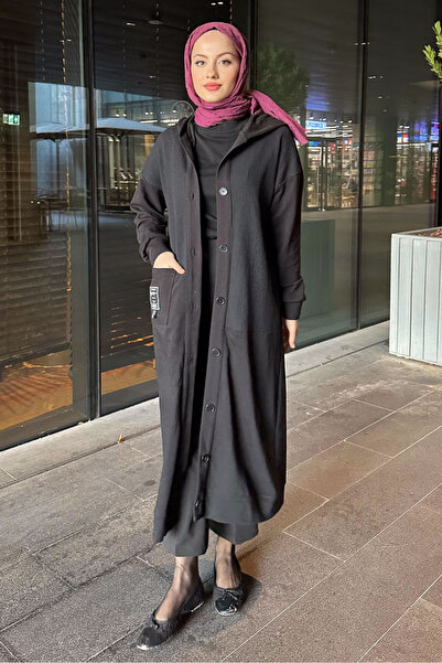 Oven Pixar Kapüşonlu Düğmeli Kap - Siyah