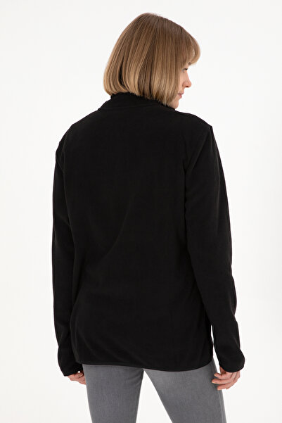 U.S. Polo Assn. Ανδρικό φούτερ με μισό φερμουάρ, μαύρο βασικό φλις 50298085-VR046